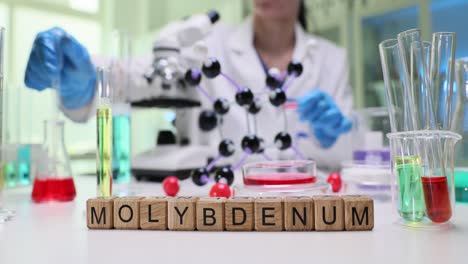 molybdenum chemical experiment in a science laboratory