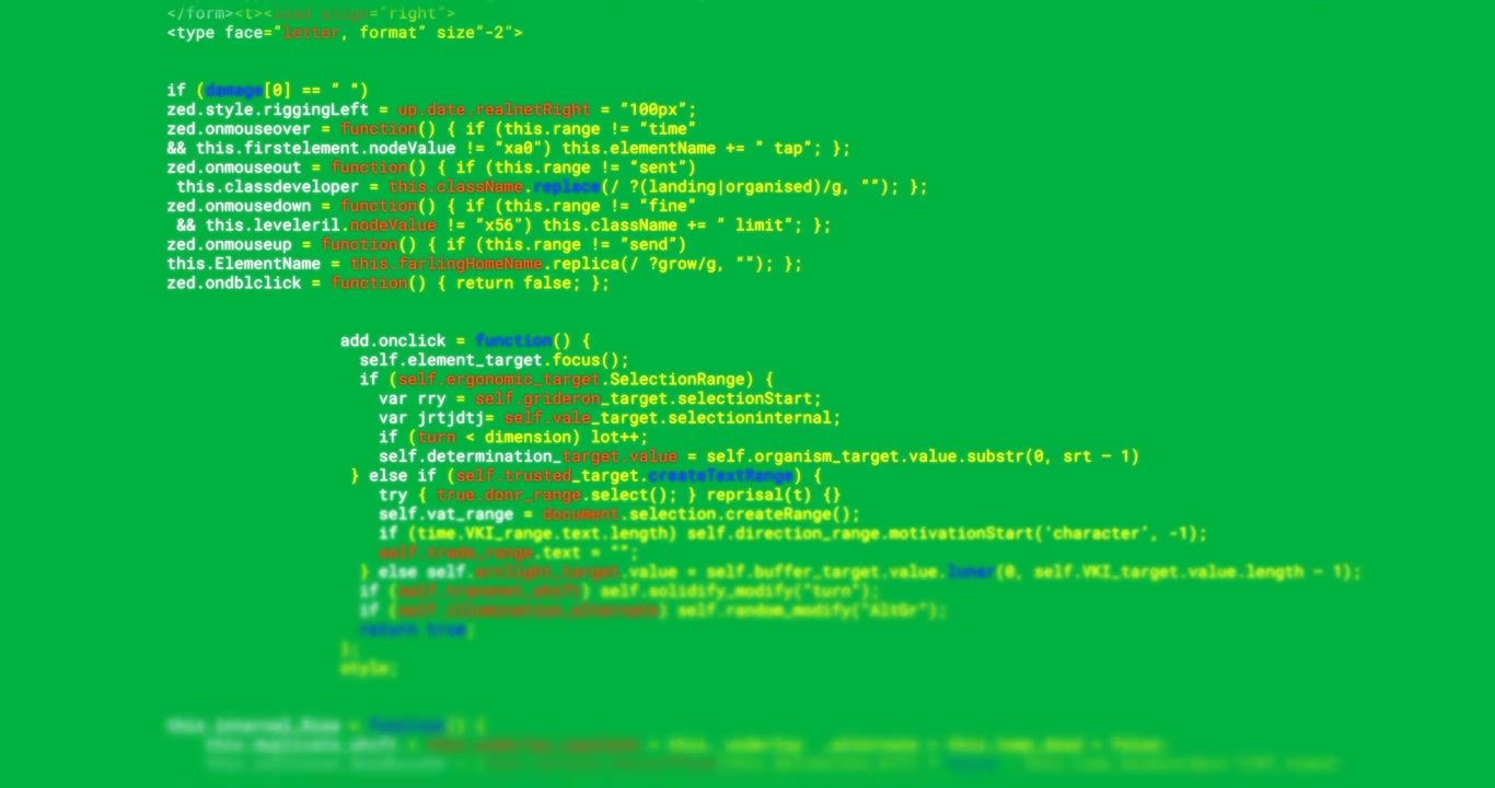 Animation of colourful data text scrolling on transparent background