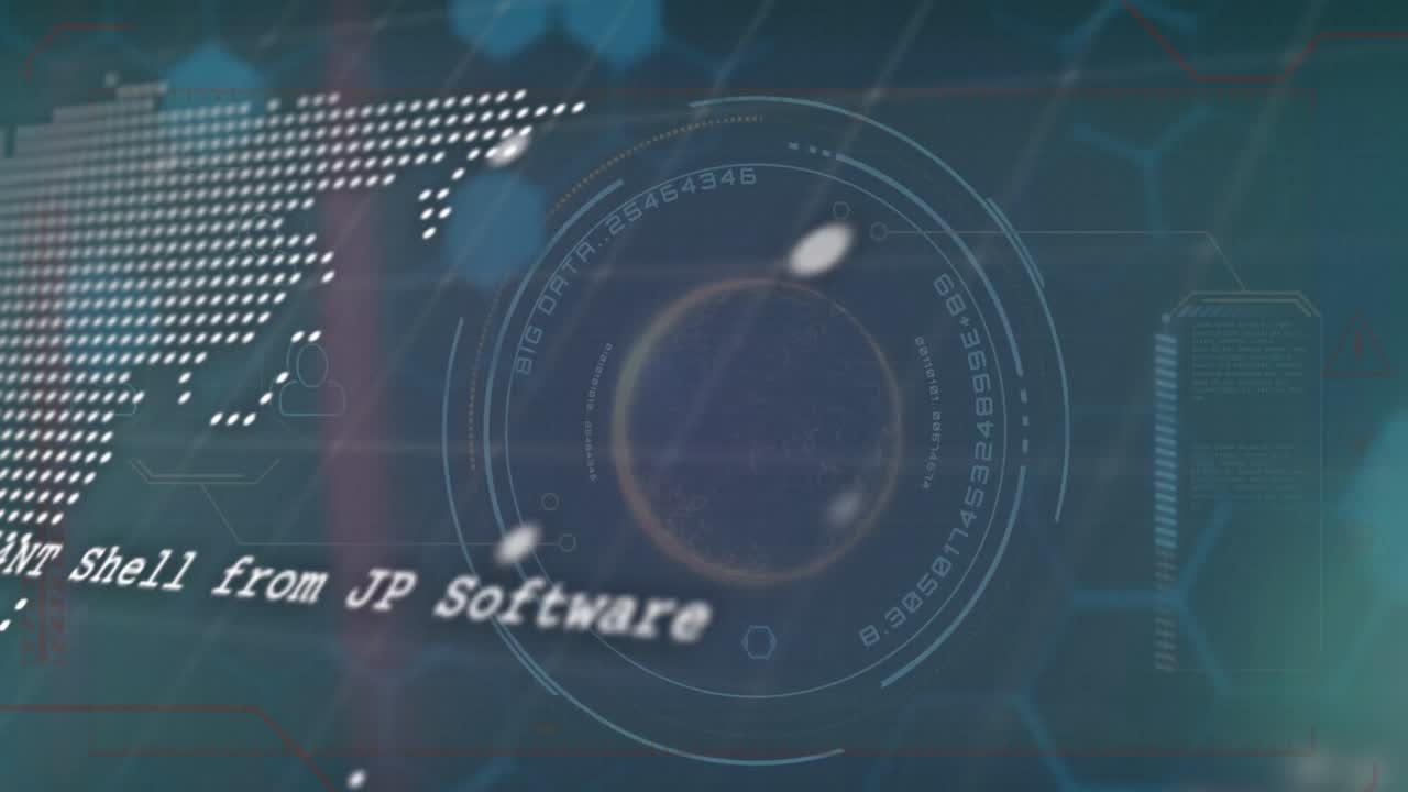 animación de escaneo de alcance sobre el globo y procesamiento de datos en fondo negro