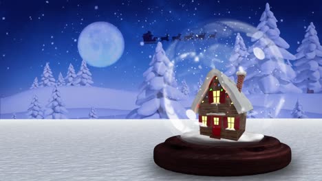 Animation-Einer-Schneekugel-über-Der-Winterlandschaft