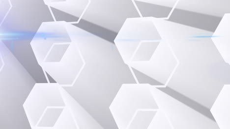 animación de una red brillante de formas hexagonales blancas en 3d