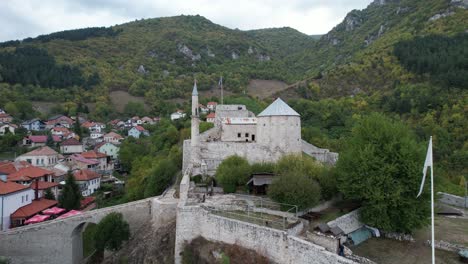 stone castle in village