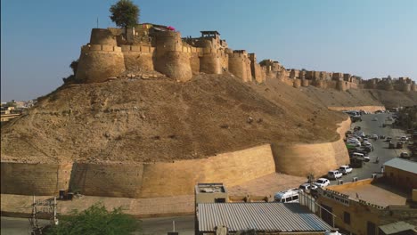 Aerial-view-of-Jaisalmer-Fort---Rajasthan,-India