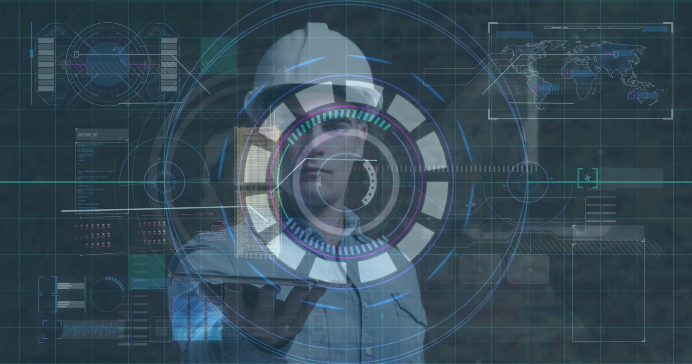 Animation of text with globe and network of connections