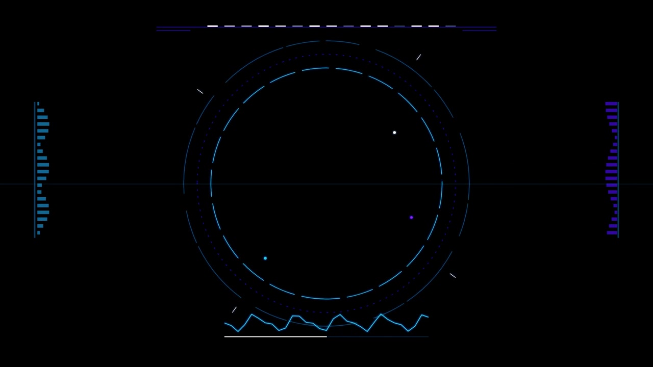 Futuristic Digital HUD Interface with Rotating Circular Elements