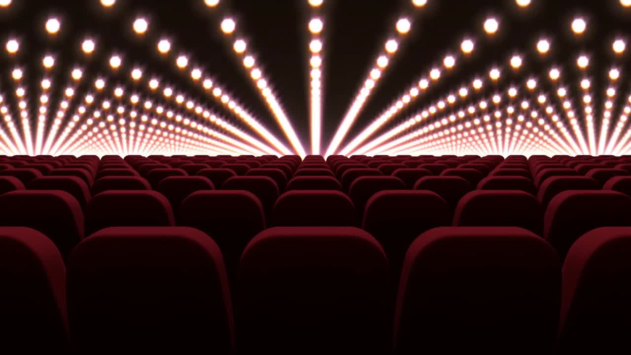 sillas de cine frente a las luces rojas