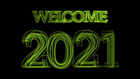 2021 feliz año nuevo, neón en fondo negro. animación 2d. imágenes de bucle 4k