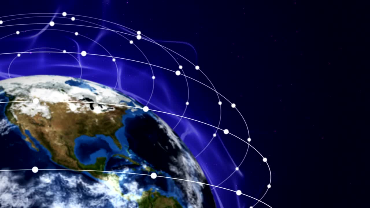 tierra, concepto de red de conexión animación, renderización, fondo, bucle