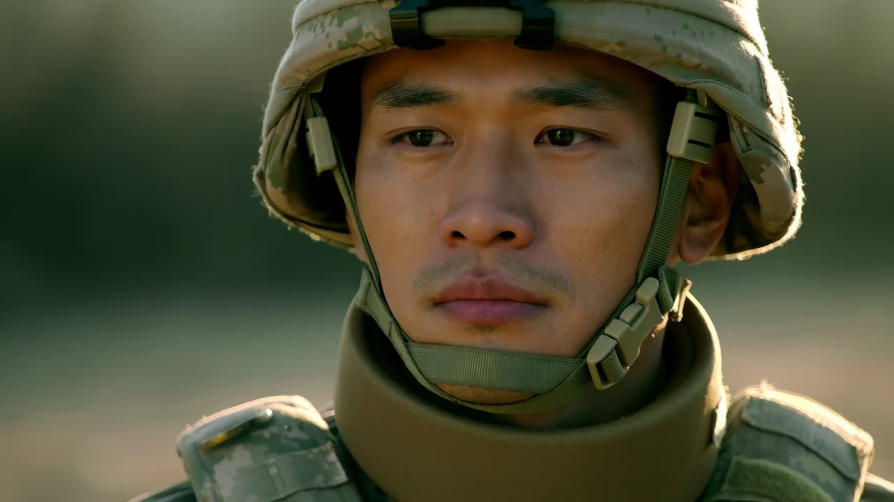 Portraits of a Soldier in Military Gear