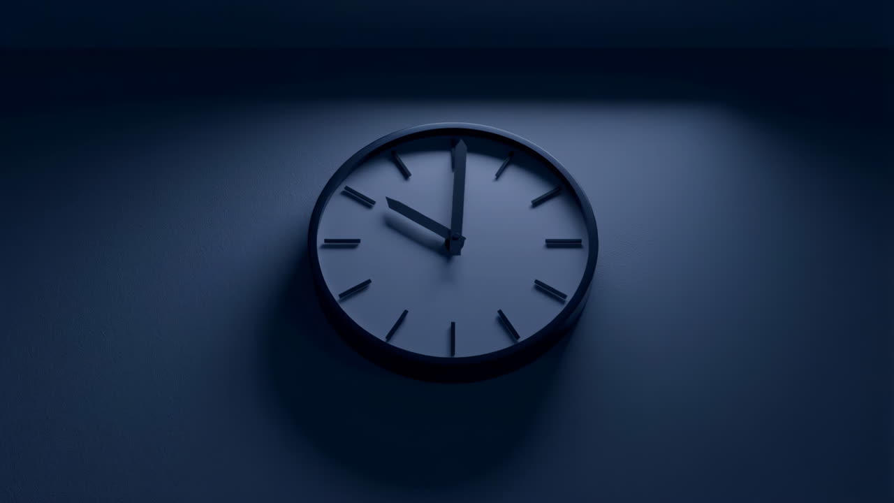 Dark Blue Clock on Wall