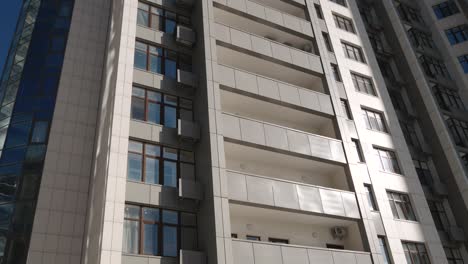 low angle establishihg shot of modern residential area buildings architecture