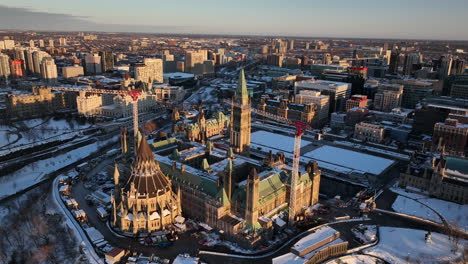 winter view of parliament hill ottawa canada