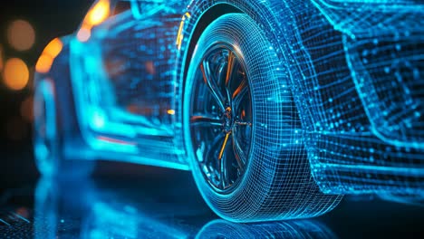 futuristic car wireframe design