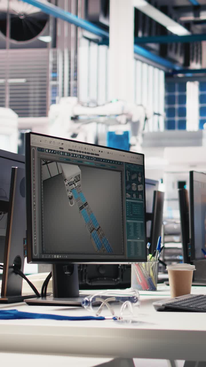 Vertical Video PC display running live metrics in renewable energy high tech facility