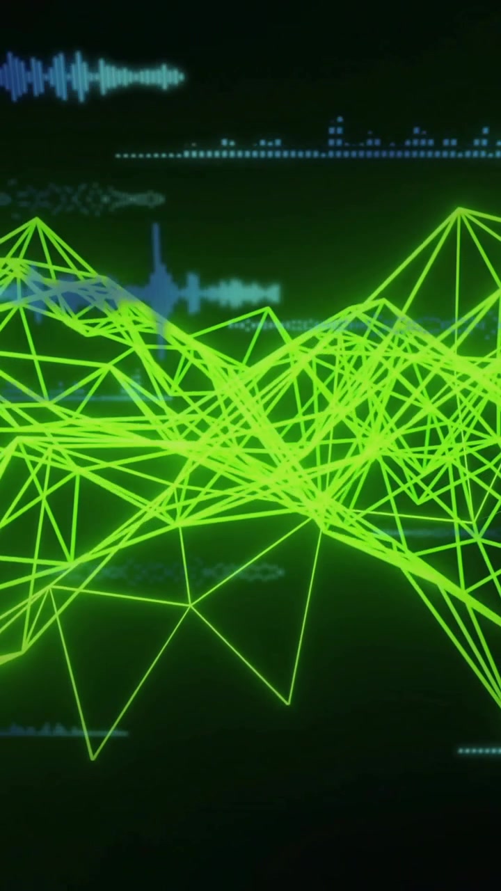 Animation of data processing over network of connections on black background