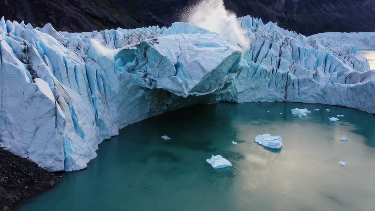 Glacier Calving into a Glacial Lake