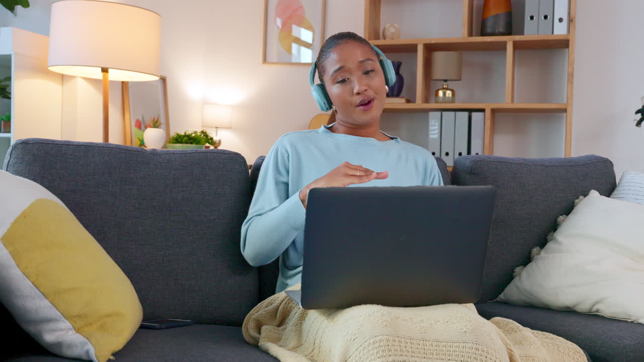 Woman having a funny conversation on an online