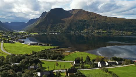 aerial over syvde, vanylven municipality, norway