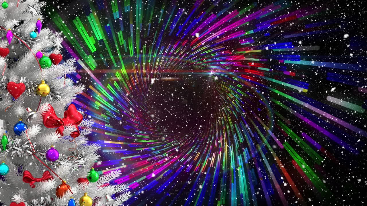 크리스마스 트리 위 에 내리는 눈 의 애니메이션