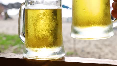cerveza fría en la playa