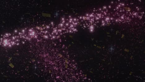 animación de confeti y copos de nieve sobre fondo negro