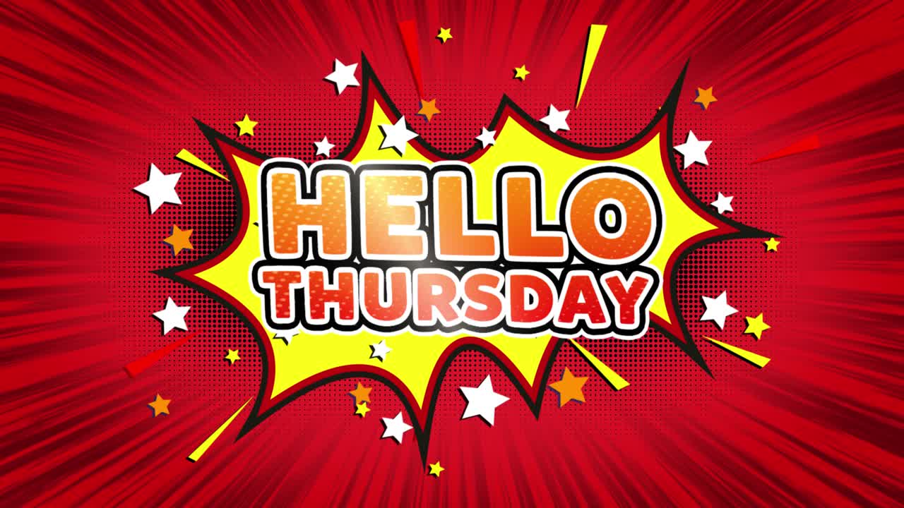 Hello Thursday Comic Style Graphic Design