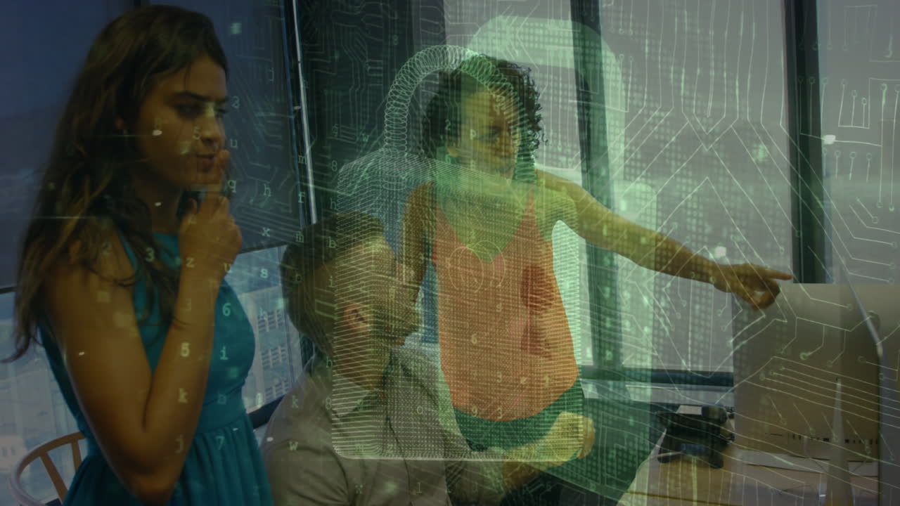 animación del candado de seguridad y la red de conexiones sobre la gente de negocios