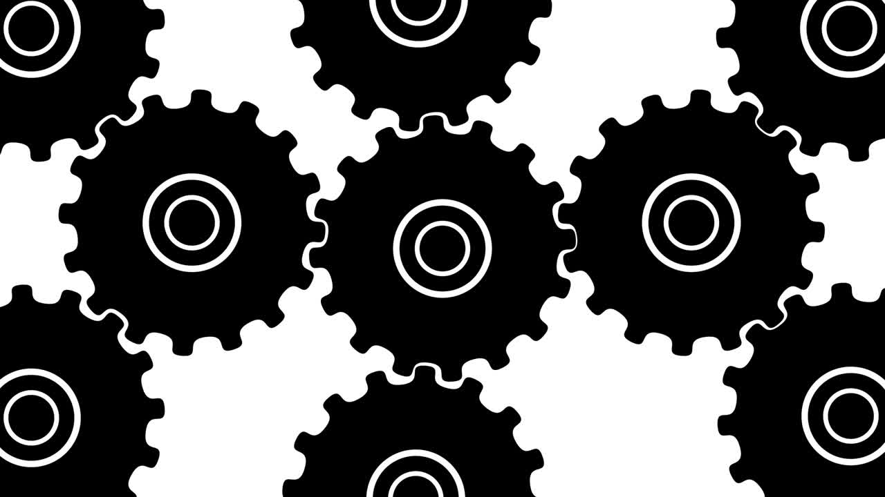 Machinery in motion, Closeup on slowly rotating golden metalic gears.