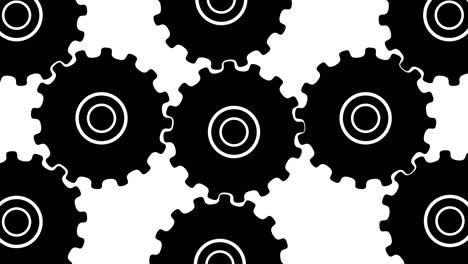 machinery in motion, closeup on slowly rotating golden metalic gears.