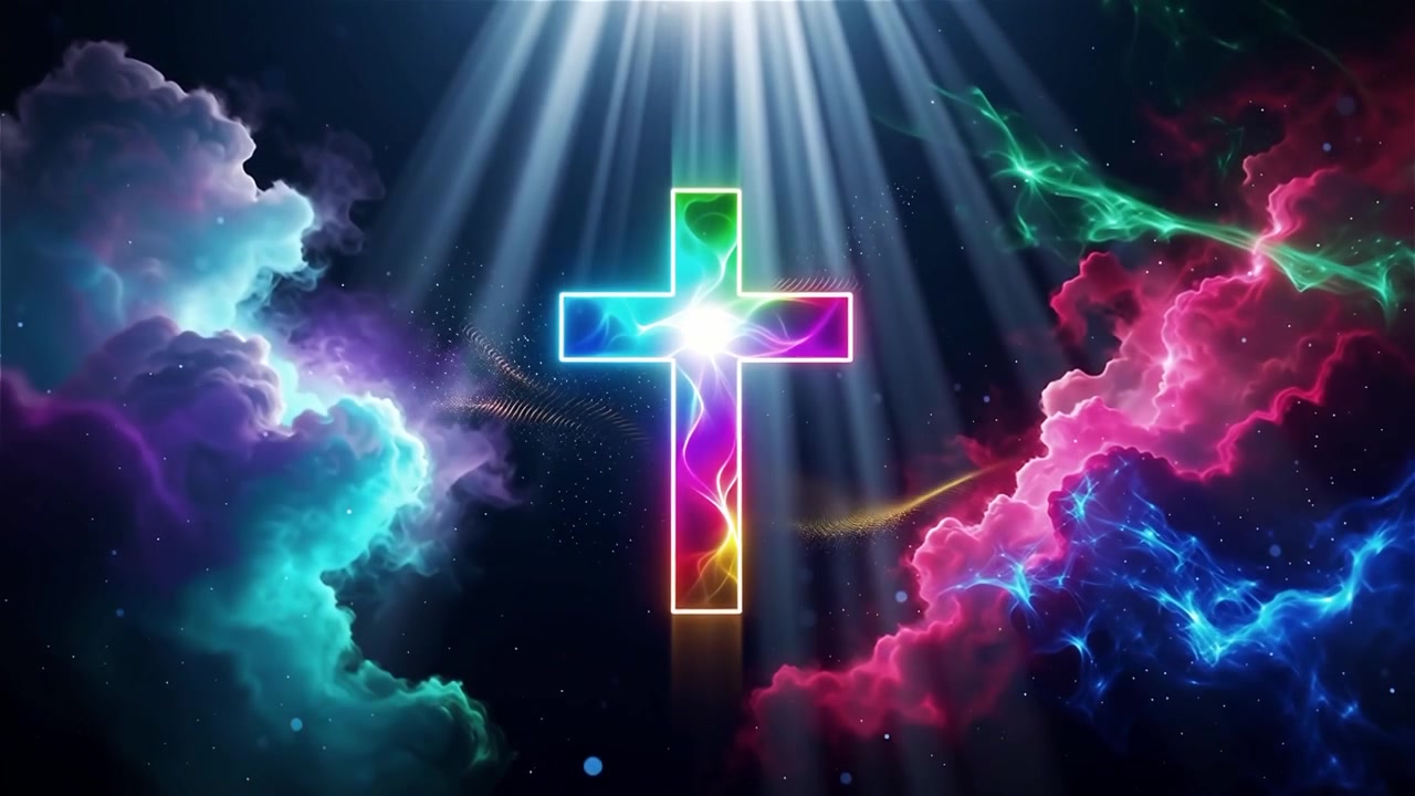 Christian Cross Heavenly Light Worship Background