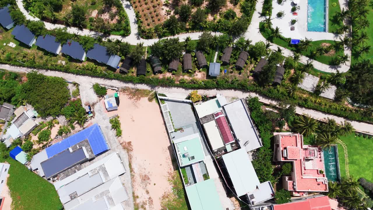Aerial View Tilt Of The Small Houses In Binh Thuan (Vietnam)