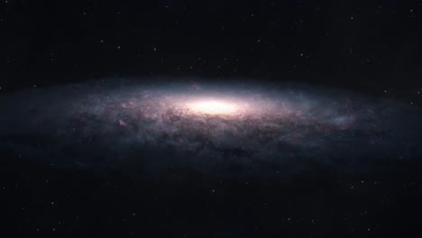 establishing shot of a massive spiral galaxy in space