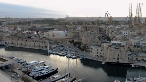 hyperlapse aerial shot over marina and old city 1