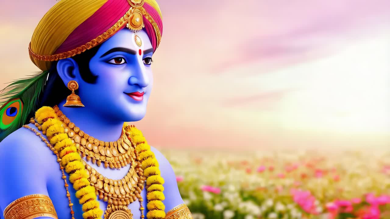 el señor krishna en un entorno hermoso