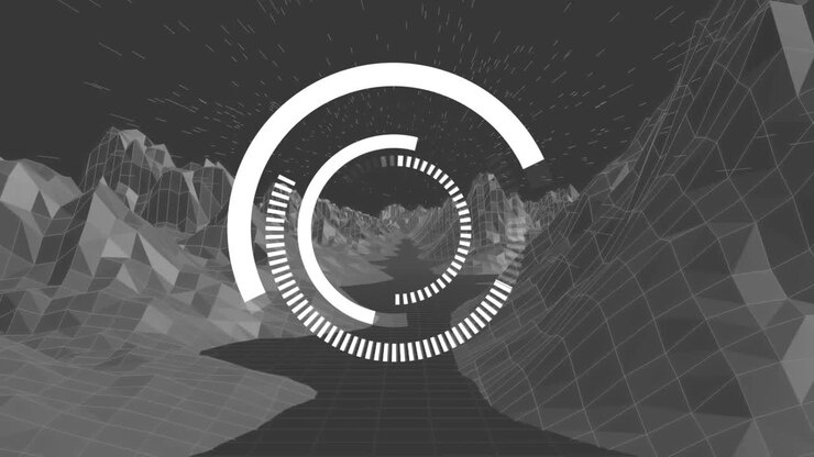 Loading circles in a cyber background