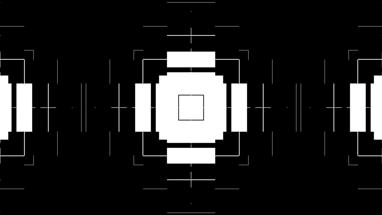 Abstract Geometric Animation with Expanding White Squares on Black Background
