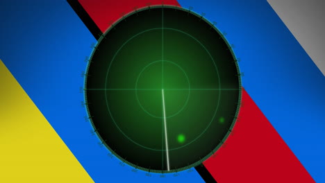 animación de radar sobre la bandera de ucrania y rusia