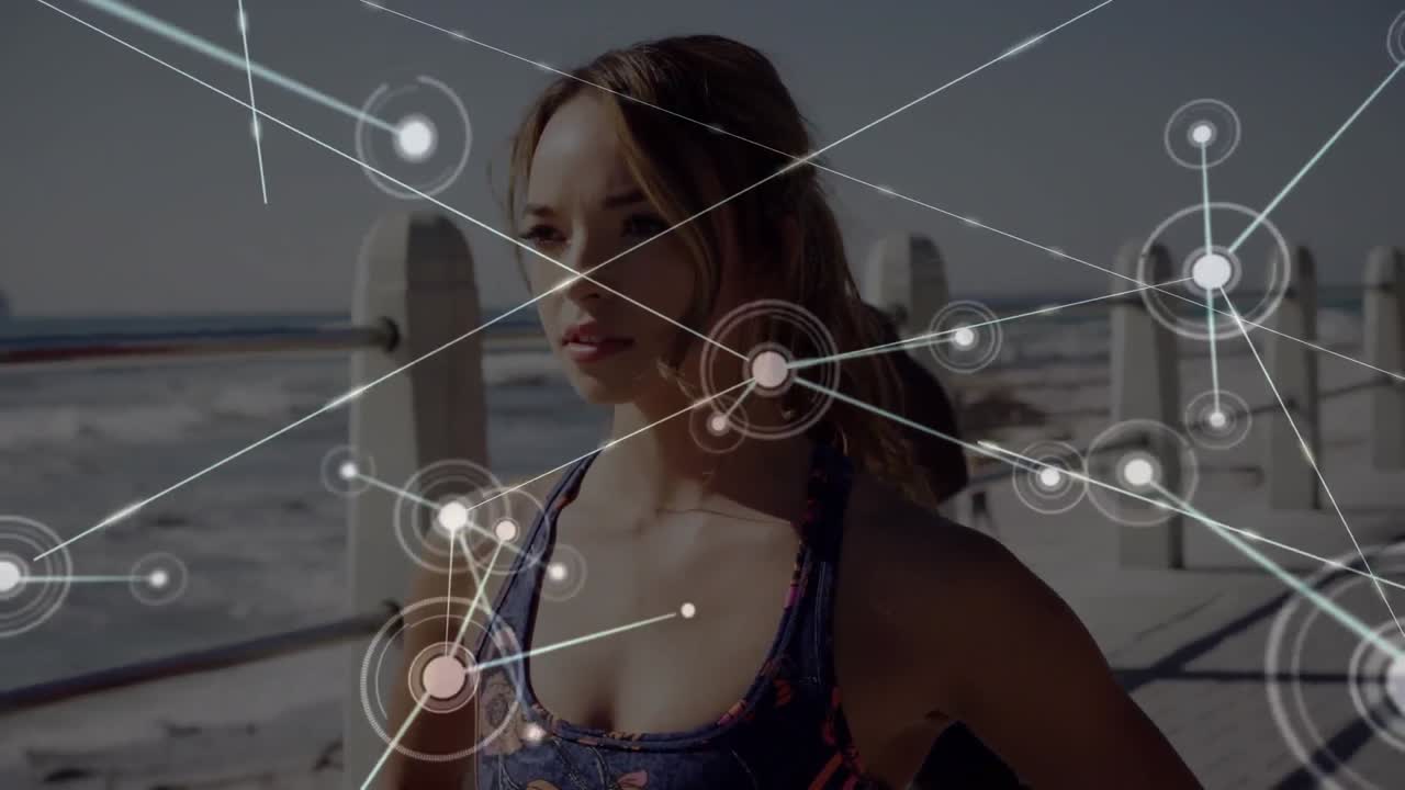 анимация сети связей между женщинами и мужчинами, занимающимися спортом на открытом воздухе