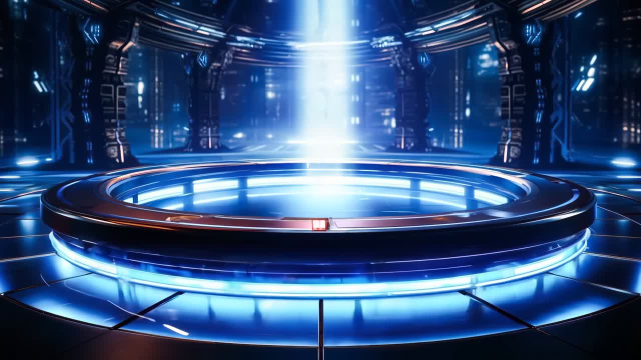 그 중간에 원형 플랫폼이 있는 미래의 우주 정거장