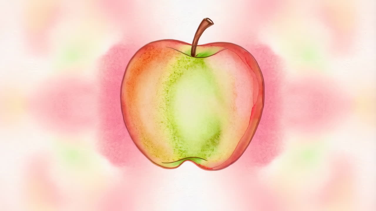 Ilustración de manzana en acuarela