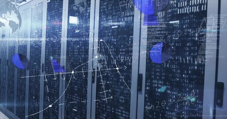 Animation of data processing over server room