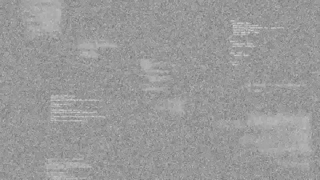 Animación digital de una pantalla de televisión con estática y un canal alfa