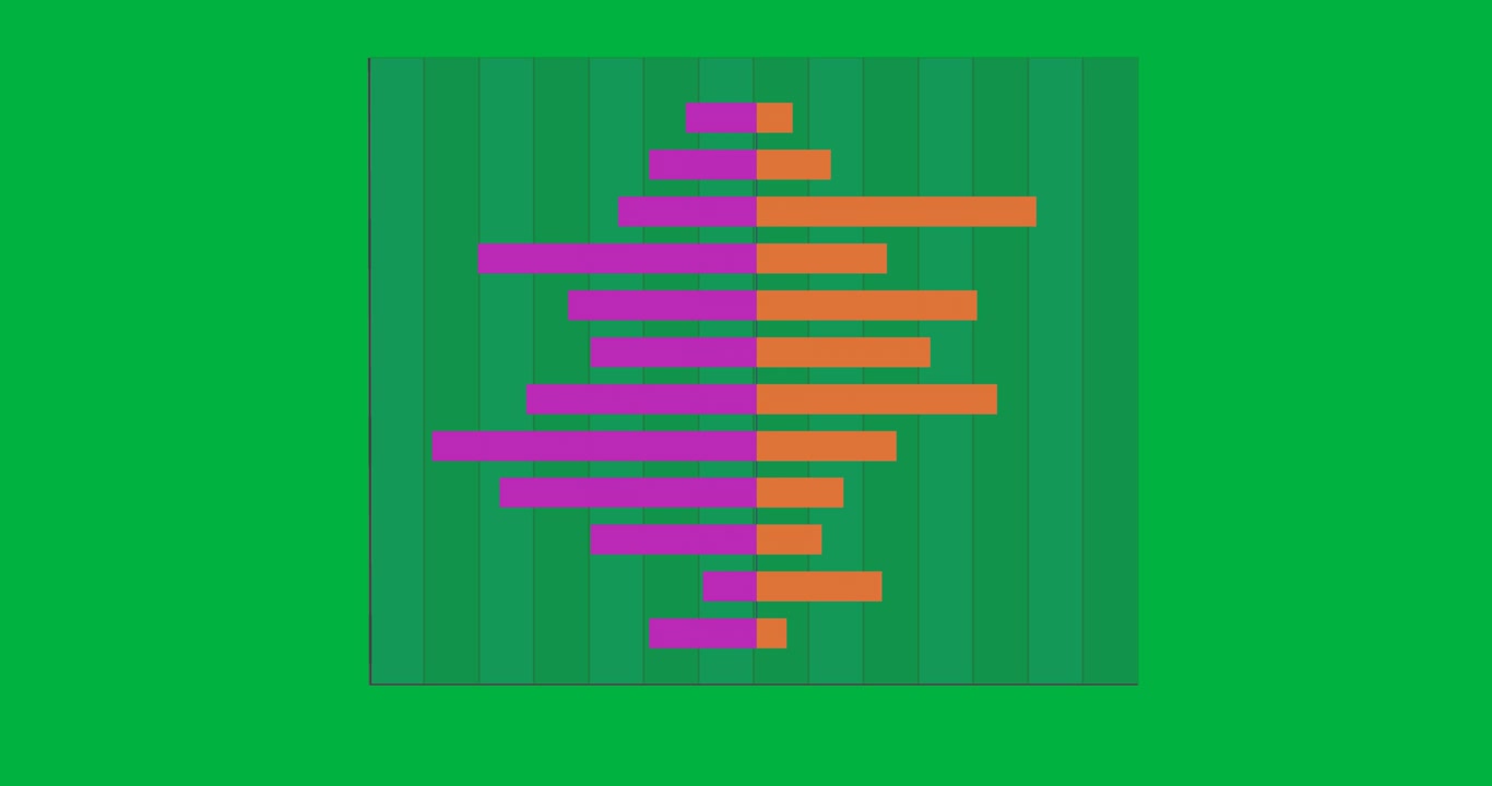 Animation of statistics processing on screen with squares