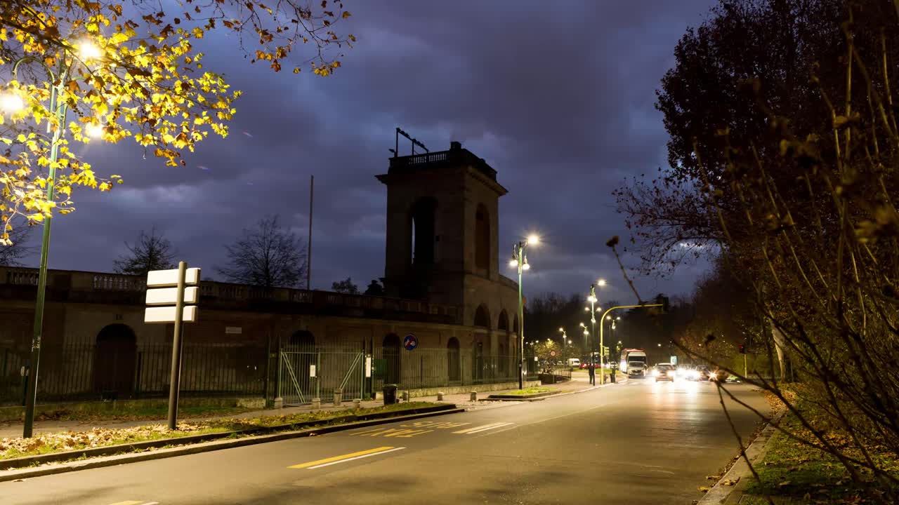 경기장, 밀라노, 이탈리아 근처 트래픽에 timelapse