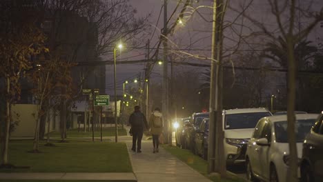 Couple Walking Down a City Street at Night