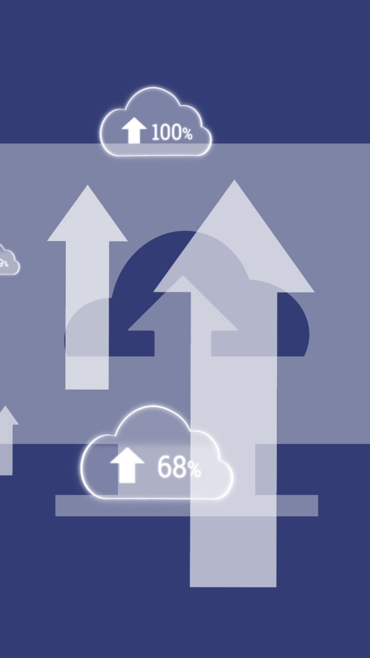 Animation of arrows and clouds over computer