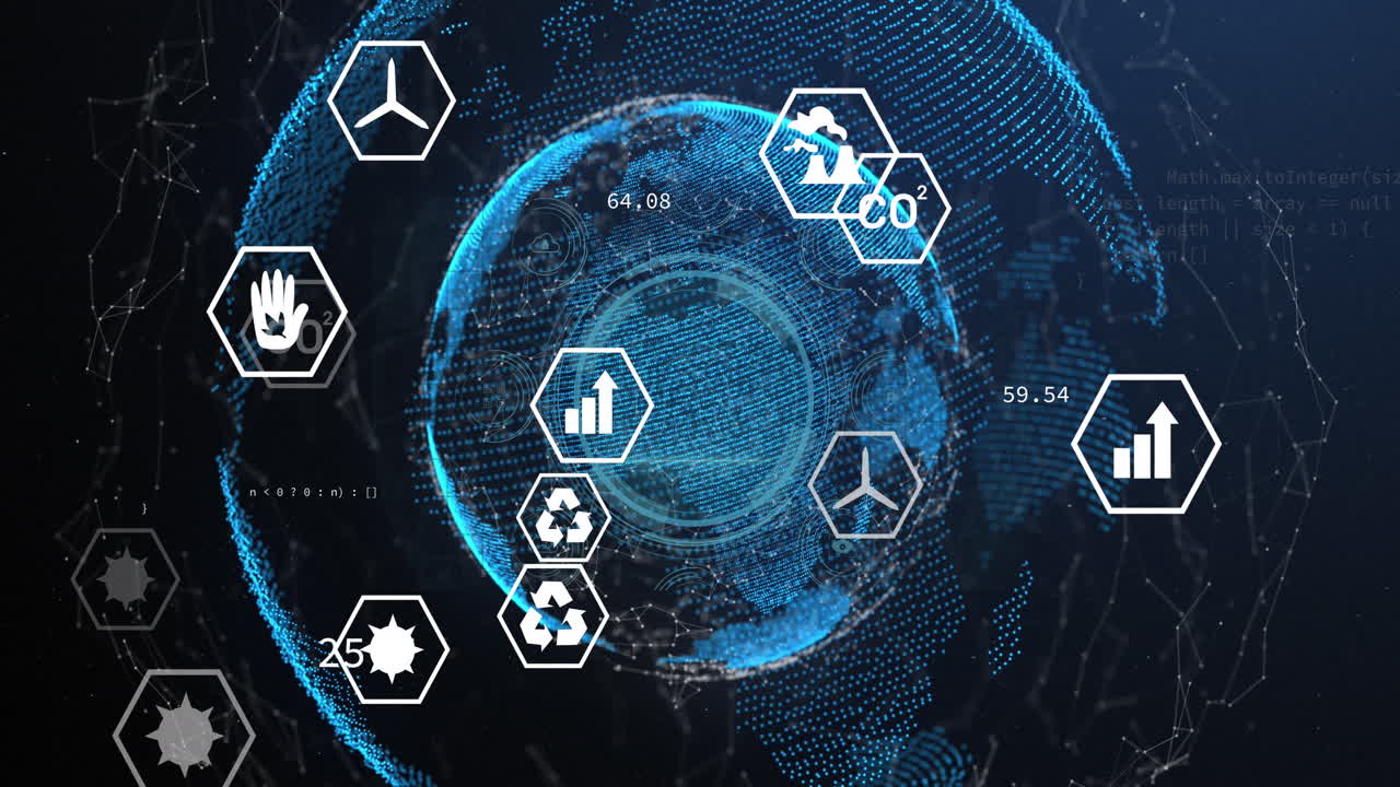 생태학 아이콘의 애니메이션 및 전 세계 데이터 처리