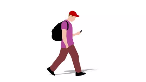 walking silhouette boy cartoon animation. loop animation ( 4k video ).