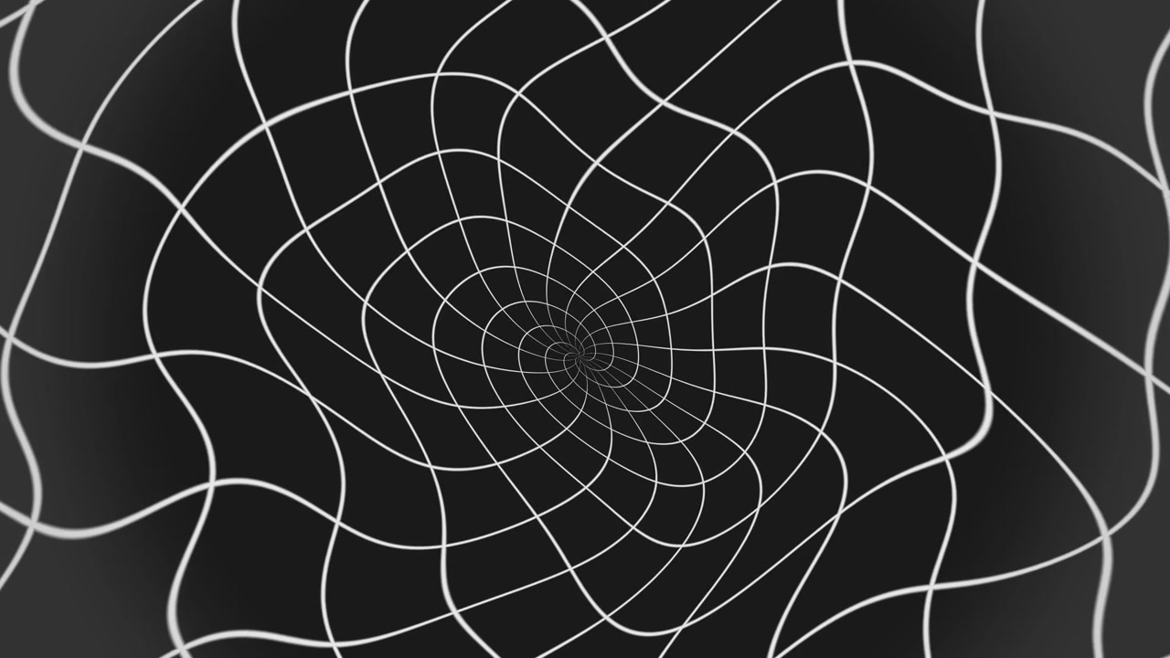 Hypnotic Monochrome Spiral Distortion Background A spiral pattern that twists and moves. The design features black and white colors with simple lines. It serves as a backdrop for various projects