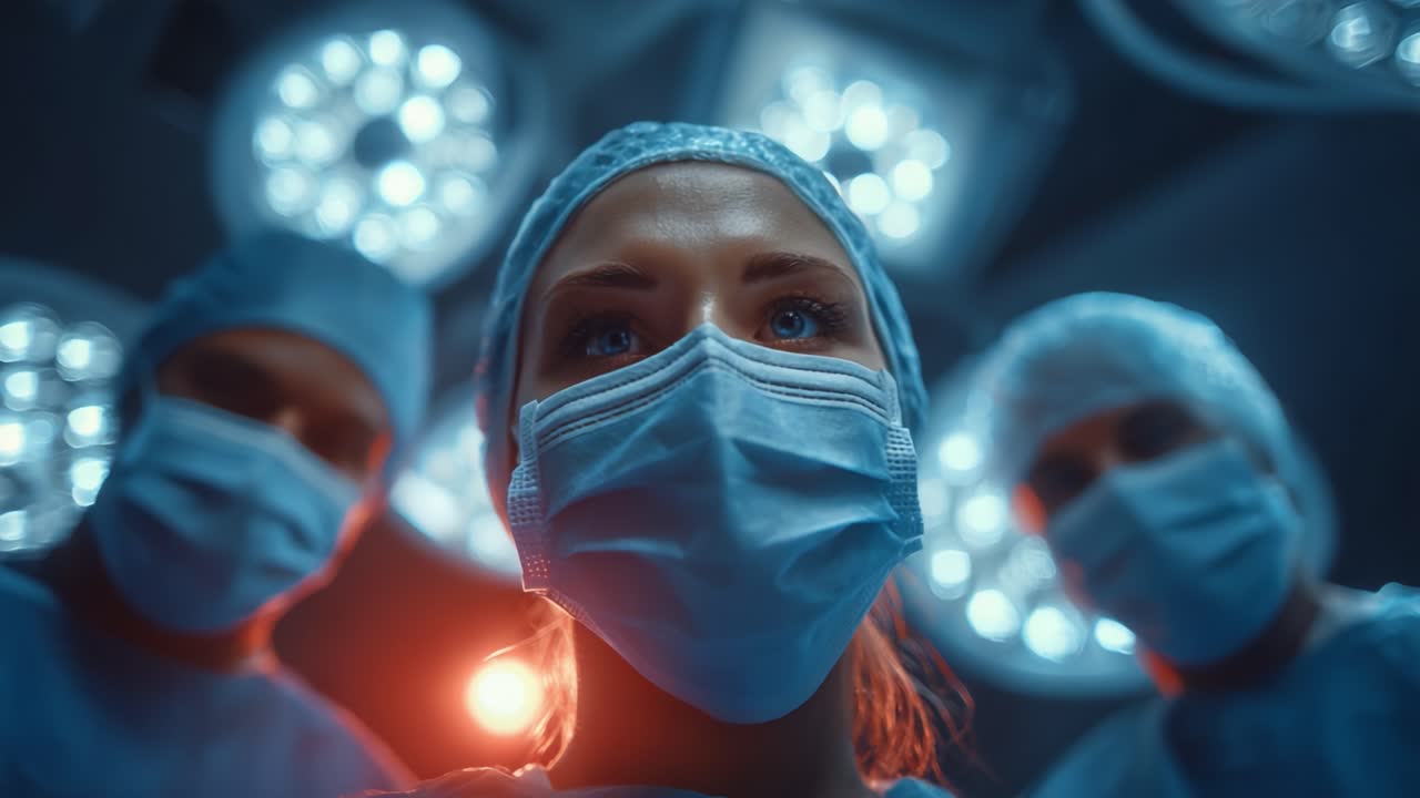 A Surgical Team Prepared for an Operation: Focused Professionals in Surgical Masks and Caps, Ready to Ensure Patient Safety in the Operating Room Environment